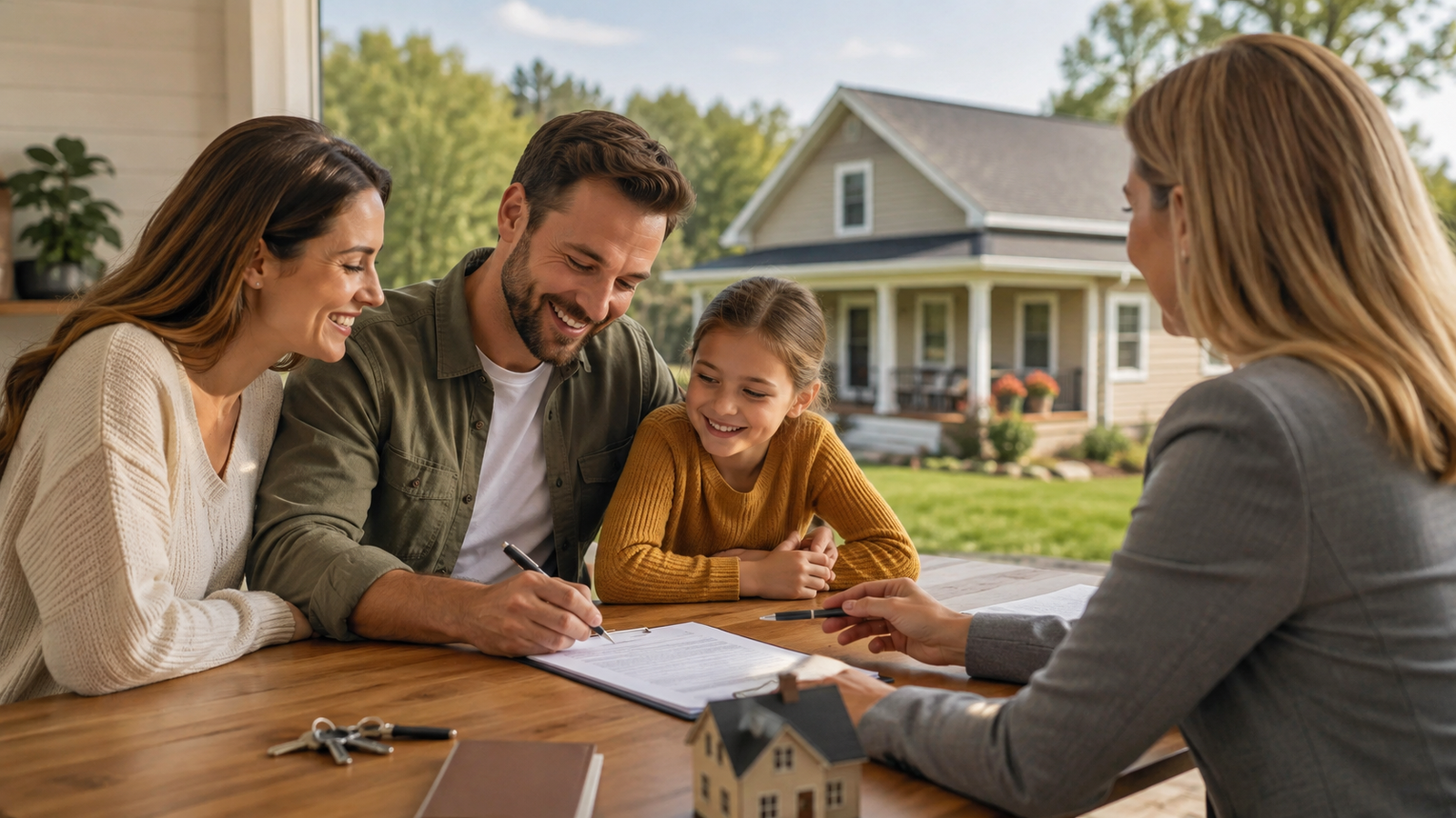 family buying a house